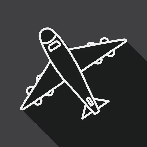 Airplane flat icon with long shadow, line icon — Stockvector