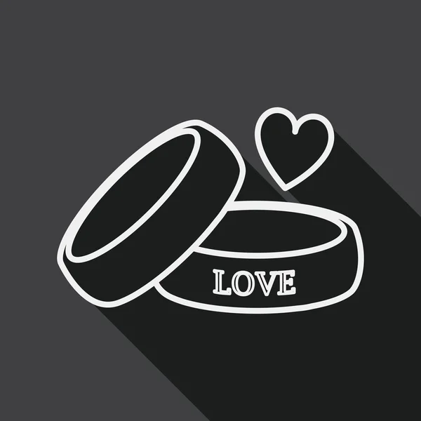 Dia dos Namorados casal pulseira ícone plano com sombra longa, ícone de linha — Vetor de Stock