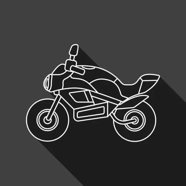 Icône plate de moto de transport avec ombre longue, icône de ligne — Image vectorielle