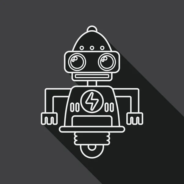 Robot concept platte pictogram met lange schaduw, lijn pictogram — Stockvector