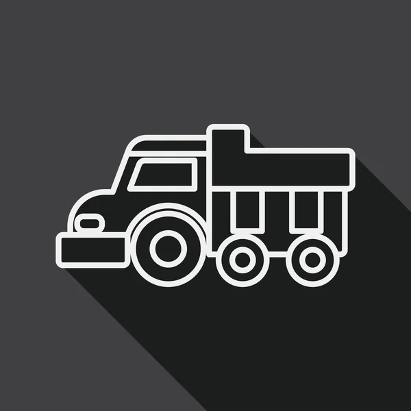 Camion à bascule icône plate avec ombre longue, icône de ligne — Image vectorielle