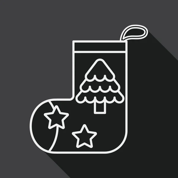 Christmas stocking flat icon with long shadow, line icon — 图库矢量图片