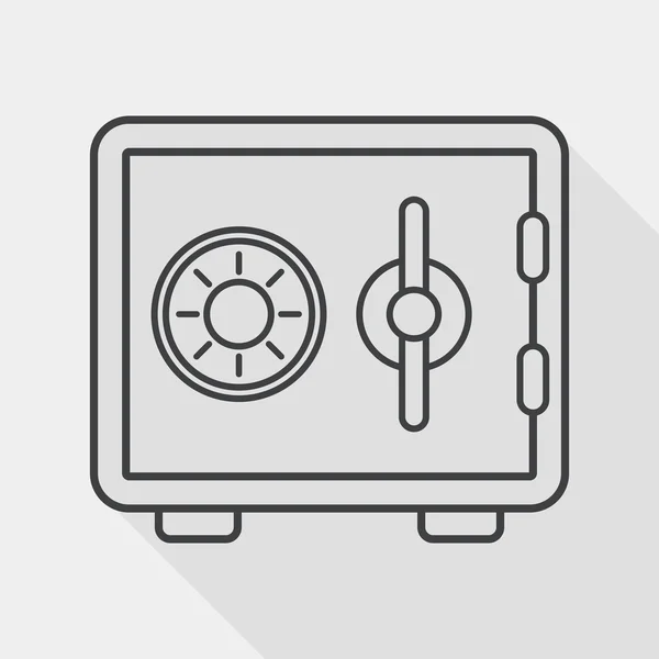 Caja de seguridad icono plano con sombra larga, icono de línea — Vector de stock