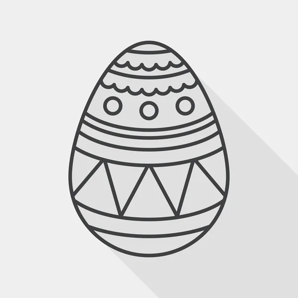 Oeuf de Pâques icône plate avec ombre longue, icône de ligne — Image vectorielle