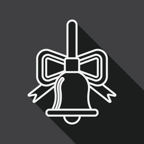 Christmas bells flat icon with long shadow, line icon — Stok Vektör