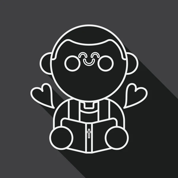 Wedding priest flat icon with long shadow, presiding over , line icon — 图库矢量图片