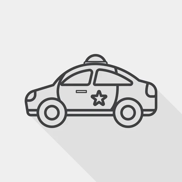 Trasporti polizia auto icona piatta con lunga ombra, icona di linea — Vettoriale Stock