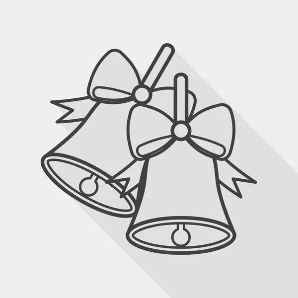 Christmas bells flat icon with long shadow, line icon — Stock vektor