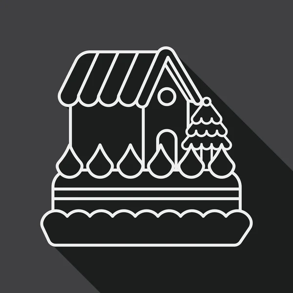 Pastel de Navidad icono plano con sombra larga, icono de línea — Archivo Imágenes Vectoriales
