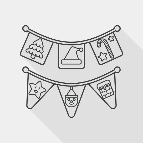 Christmas flags flat icon with long shadow, line icon — Wektor stockowy