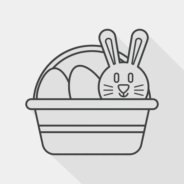 Conejito de Pascua icono plano con sombra larga, icono de línea — Vector de stock