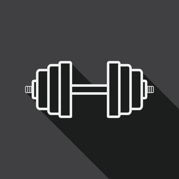 Dumbbell icono plano con sombra larga, icono de línea — Archivo Imágenes Vectoriales