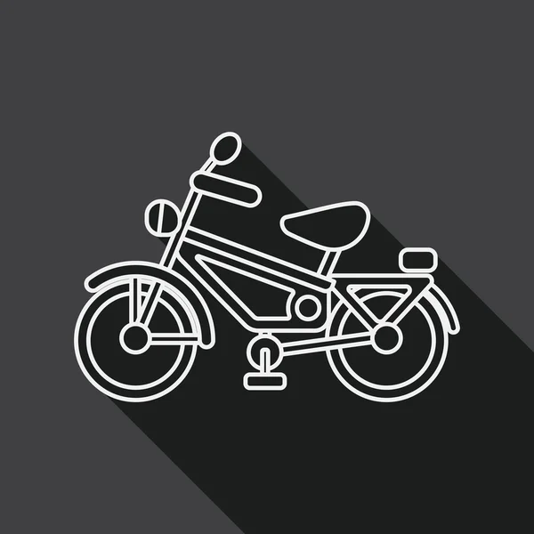 Транспорт велосипед плоский значок с длинной тенью, линия значок — стоковый вектор