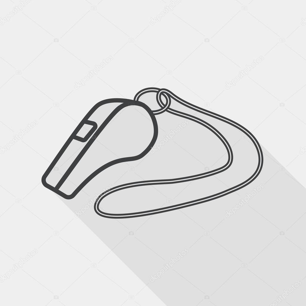 whistle flat icon with long shadow, line icon