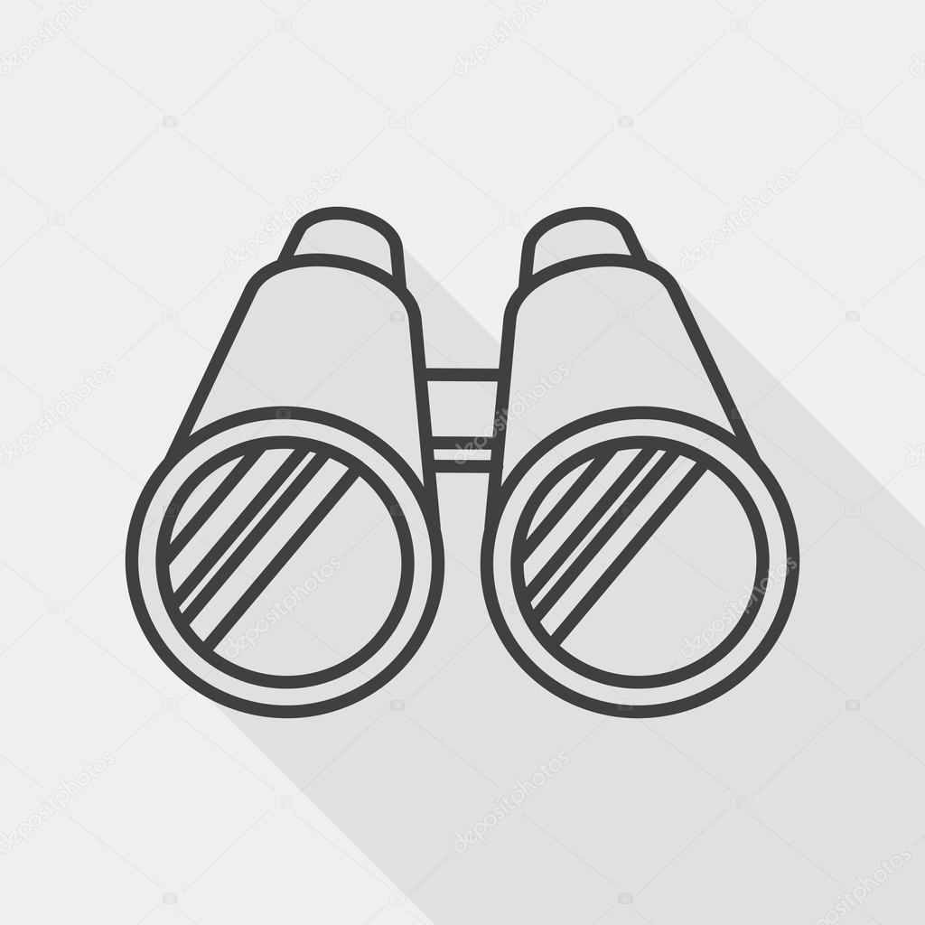 Binoculars flat icon with long shadow, line icon