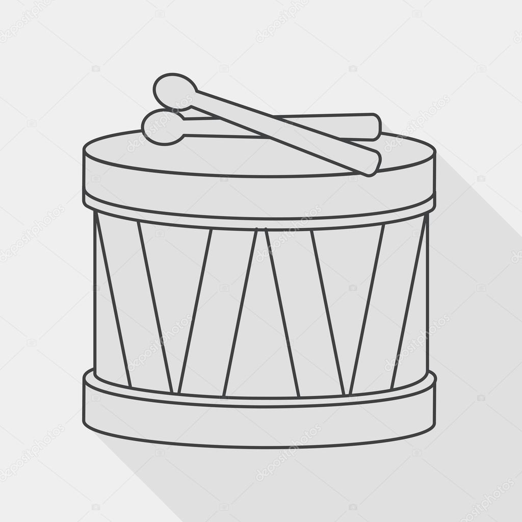 drum flat icon with long shadow, line icon