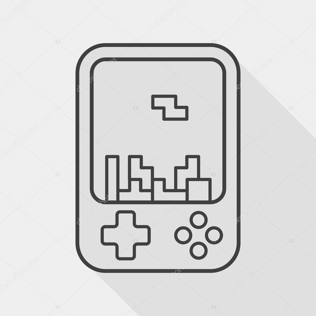 Handheld game consoles flat icon with long shadow, line icon