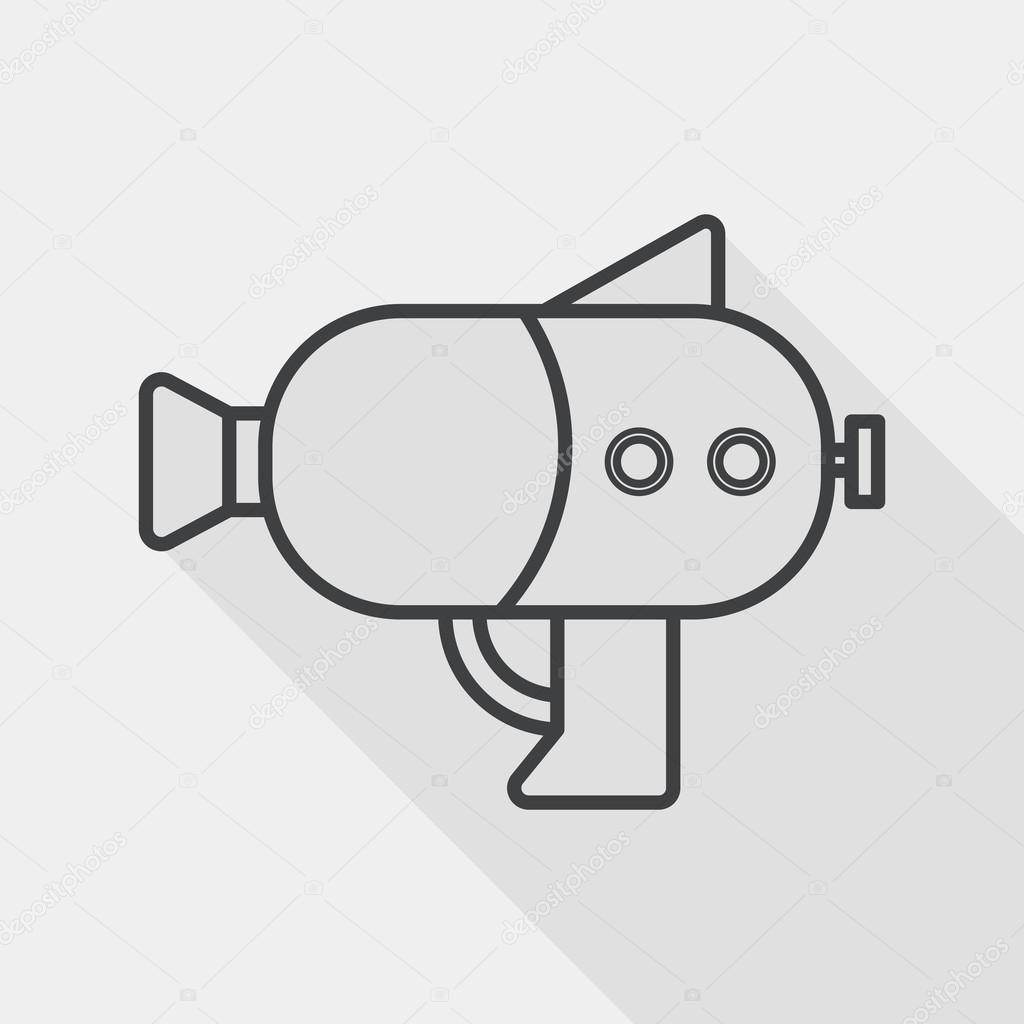 Water Gun flat icon with long shadow, line icon