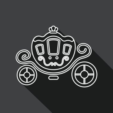 wedding carriage flat icon with long shadow, line icon