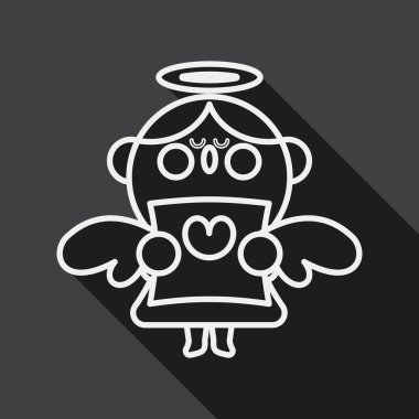 Wedding angel choir flat icon with long shadow, line icon