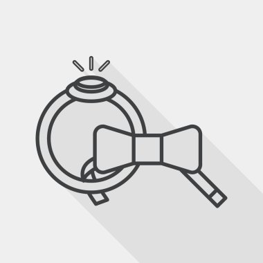 groom tie and ring flat icon with long shadow, line icon