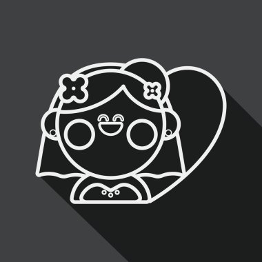 wedding bride flat icon with long shadow, line icon