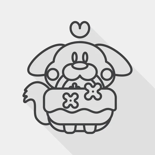 Wedding flower dog flat icon with long shadow, line icon — Wektor stockowy