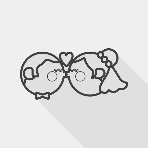 Wedding couple flat icon with long shadow, line icon — Stockvector