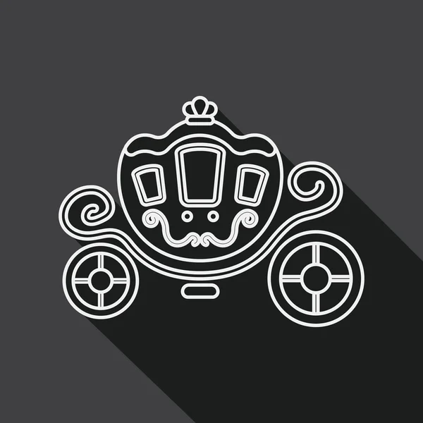 Wedding carriage flat icon with long shadow, line icon — 스톡 벡터