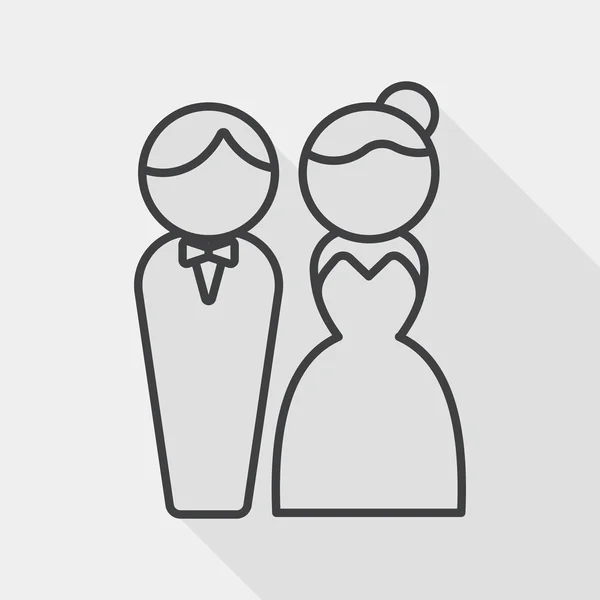 Wedding couple flat icon with long shadow, line icon — Stockvector