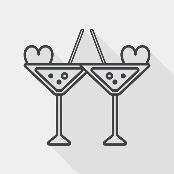 Wedding champagne flat icon with long shadow, line icon — Wektor stockowy