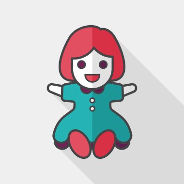 Uzun Gölge, eps 10 ile kız bebek oyuncak düz simgesi