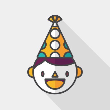 verjaardag partij jongen platte pictogram met lange schaduw, eps10
