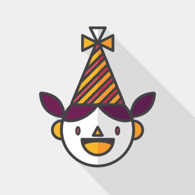 doğum günü partisi kız düz simgesiyle uzun gölge, eps10