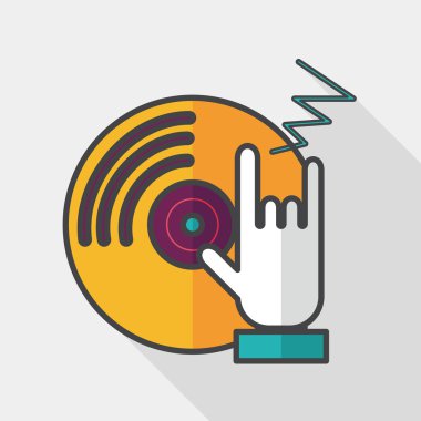 DJ müzik düz simgesi ile uzun gölge, eps10