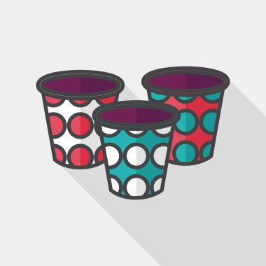 kağıt bardak düz simgesi ile uzun gölge, eps10