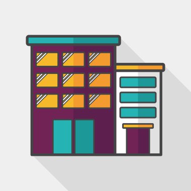 Bina daire düz simgesi ile uzun gölge, eps10