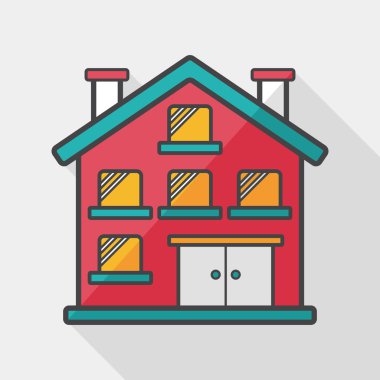 Bina daire düz simgesi ile uzun gölge, eps10