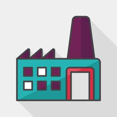 Bina Fabrika düz simgesi ile uzun gölge, eps10