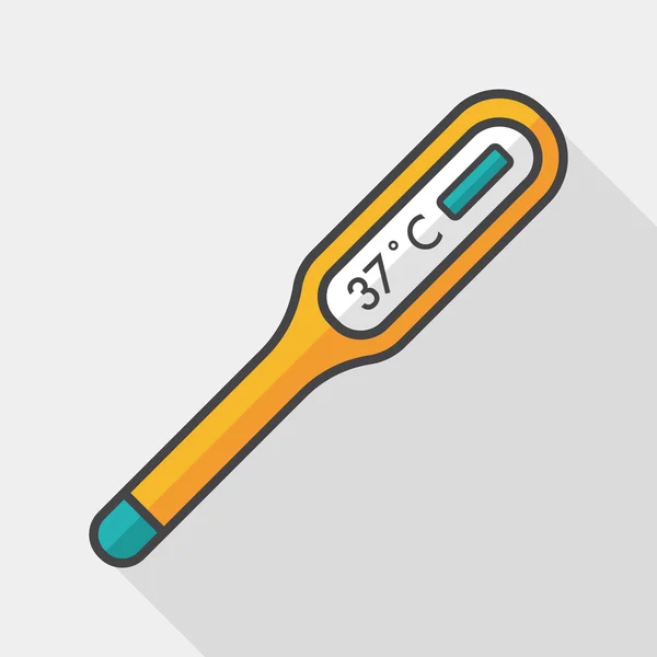 Medical thermometer flat icon with long shadow — Stock Vector