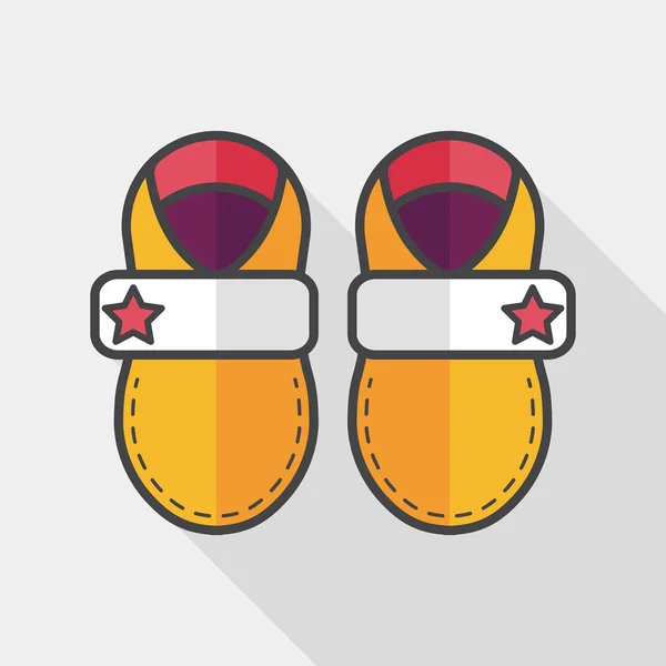 Baby booties flat icon with long shadow — стоковый вектор