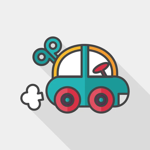 Juguete coche icono plano con sombra larga, eps10 — Vector de stock