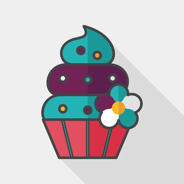 Verjaardag cake platte pictogram met lange schaduw, eps10 — Stockvector