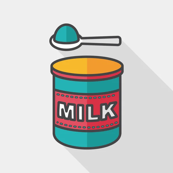 Powdered milk dairy food flat icon with long shadow,eps 10 — Stock Vector