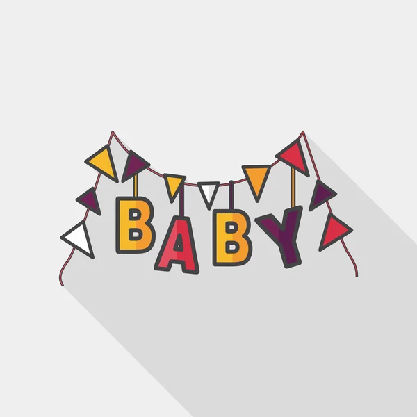 Babyparty flache Ikone mit langem Schatten, Folge 10 — Stockvektor