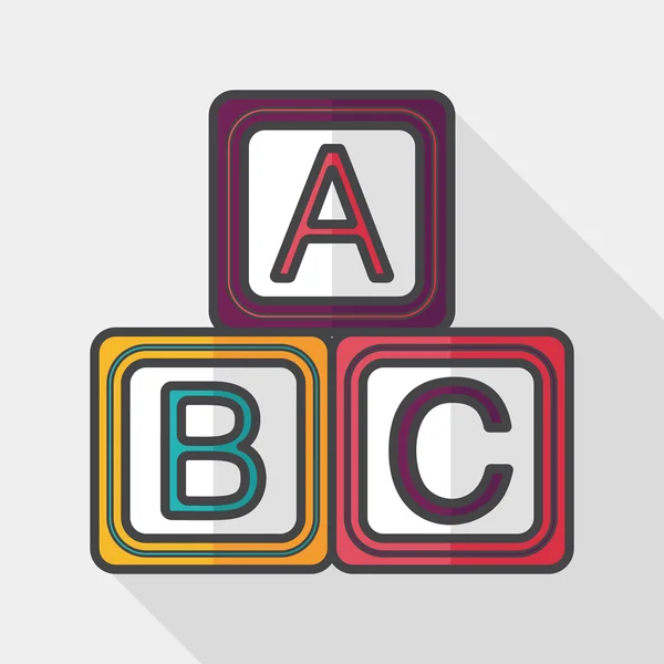 ABC bloki płaskie ikona z długim cieniem, eps 10 — Wektor stockowy