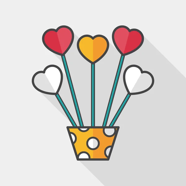 Heart blomma platt ikonen med långa skugga, eps10 — Stock vektor