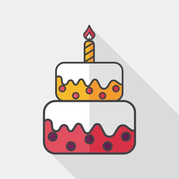 Verjaardag cake platte pictogram met lange schaduw, eps10 — Stockvector