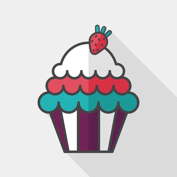 Cupcake düz simgesi ile uzun gölge, eps10 — Stok Vektör