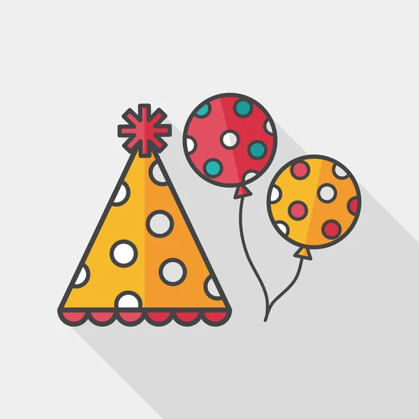 Chapeau de fête d'anniversaire icône plate avec ombre longue, eps10 — Image vectorielle